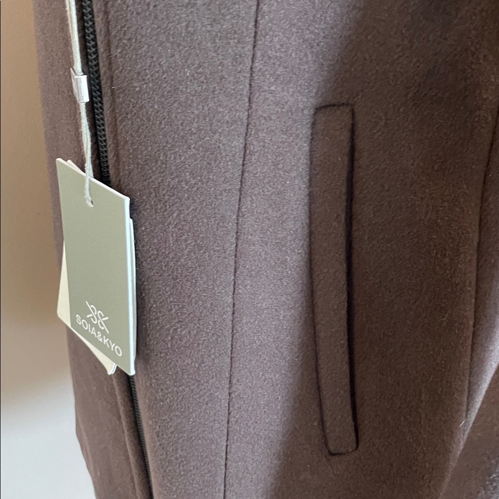 Soia & Kyo Chocolate Brown Knee-Length Wool Blend Coat - Picture 6 of 8